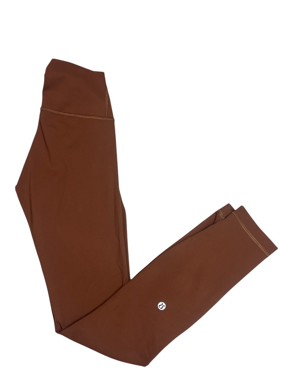 lululemon Brown High Rise Full Length Leggings Yoga Athleisure Lower Leg Logo